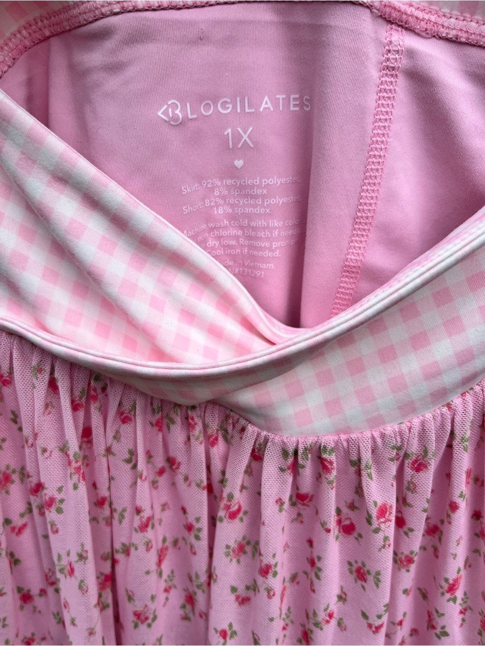 NWT Blogilates Ballerina Skort Pink Gingham 1X - Picture 9 of 9